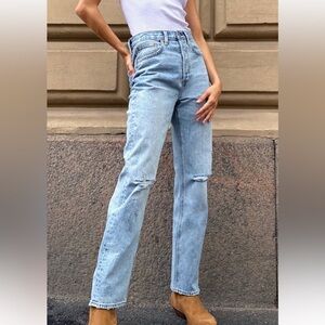 Aritzia Denim Forum Light Blue Straight Leg Jeans